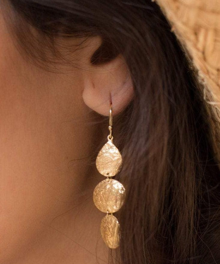 Hammered Earrings ~ Gold Vermeil~  ME093 - Maresia Jewelry