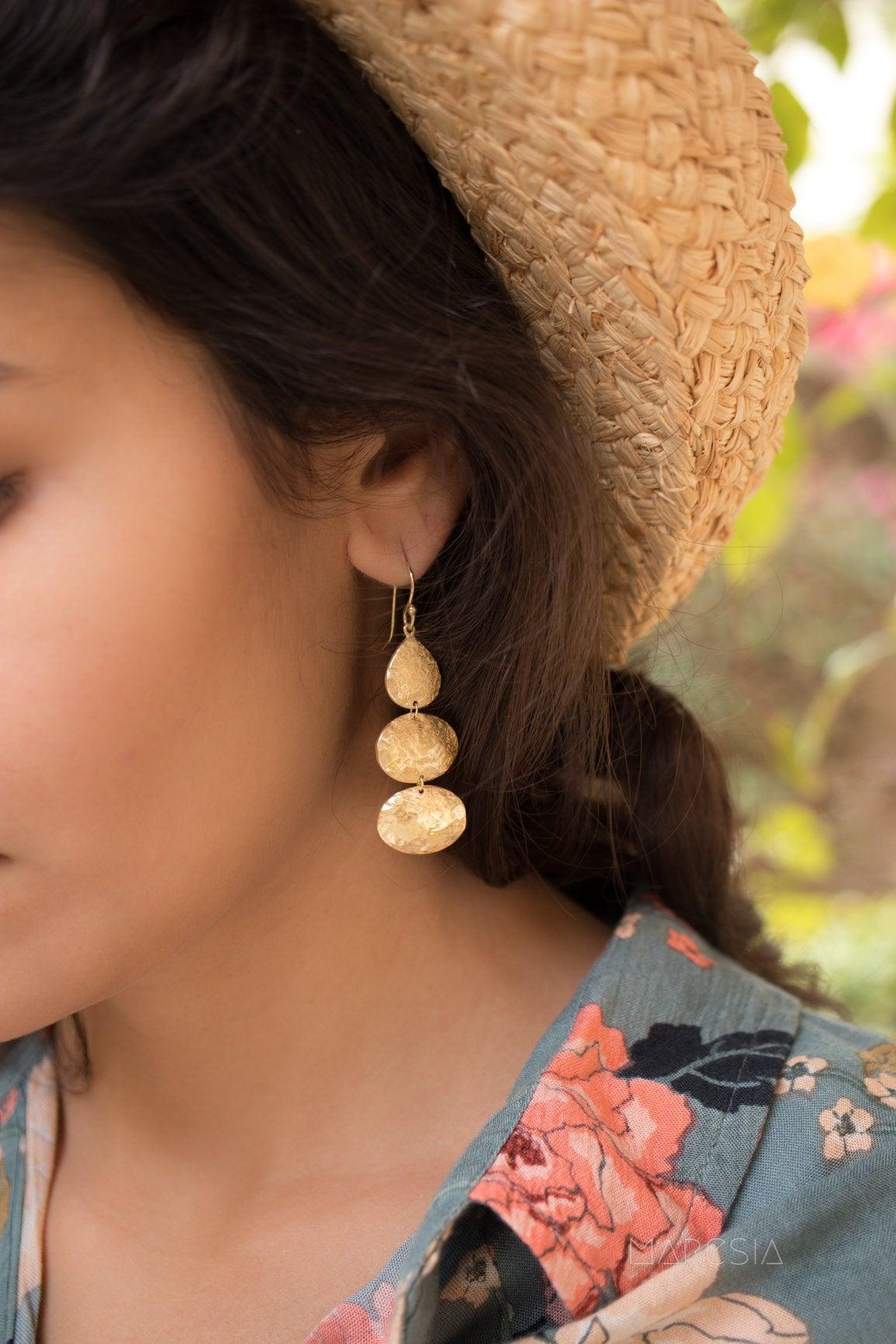 Hammered Earrings ~ Gold Vermeil~  ME093 - Maresia Jewelry