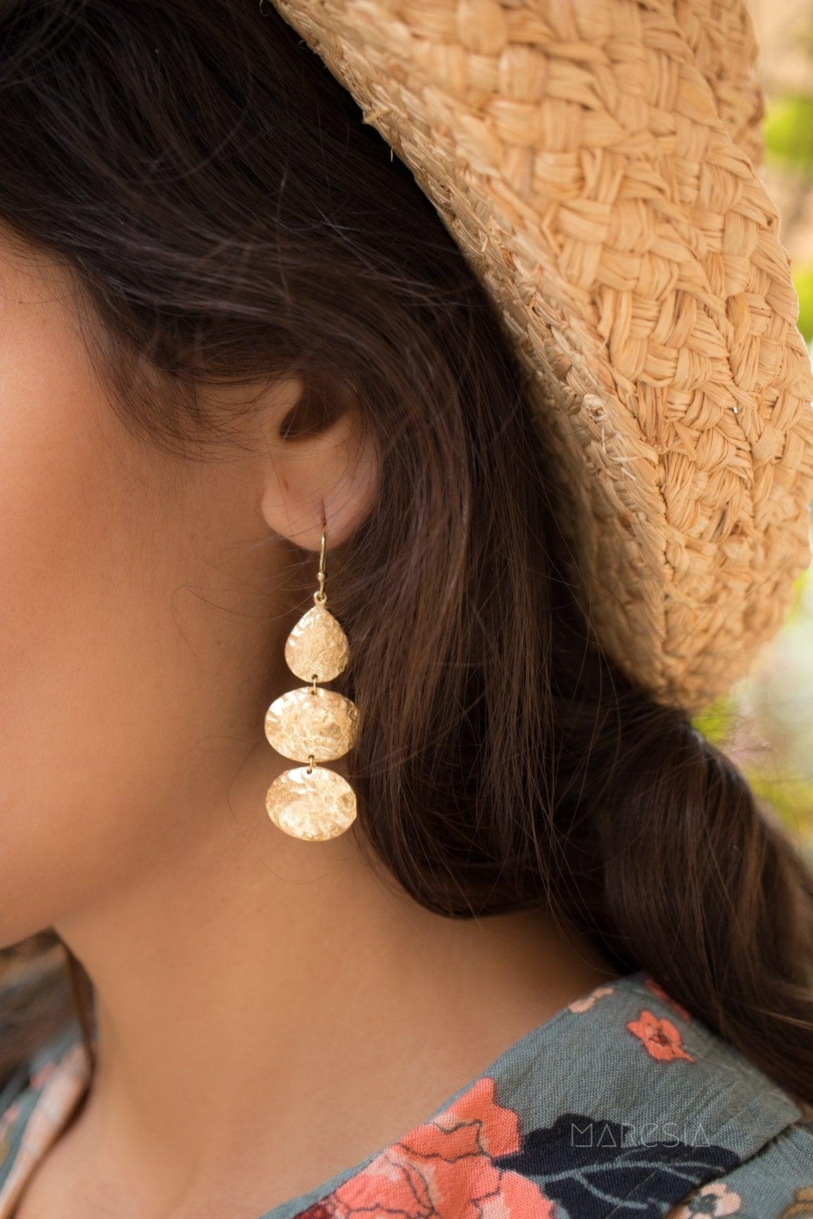 Hammered Earrings ~ Gold Vermeil~  ME093 - Maresia Jewelry