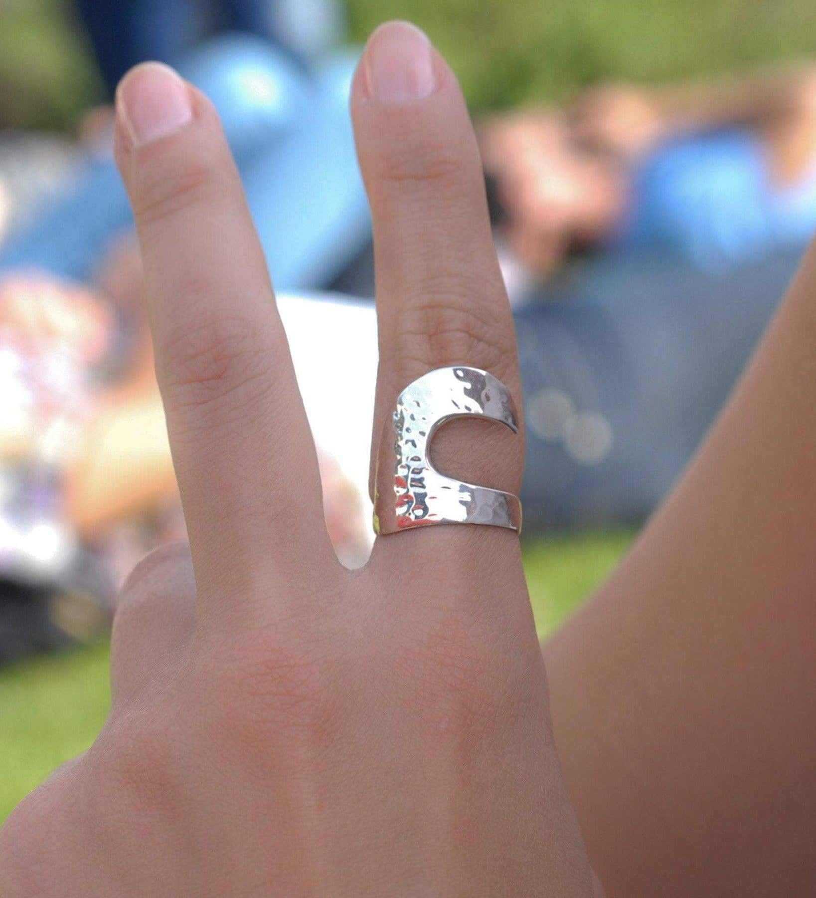Hammered Wave Ring ~ Sterling Silver 925 ~  MR141 - Maresia Jewelry