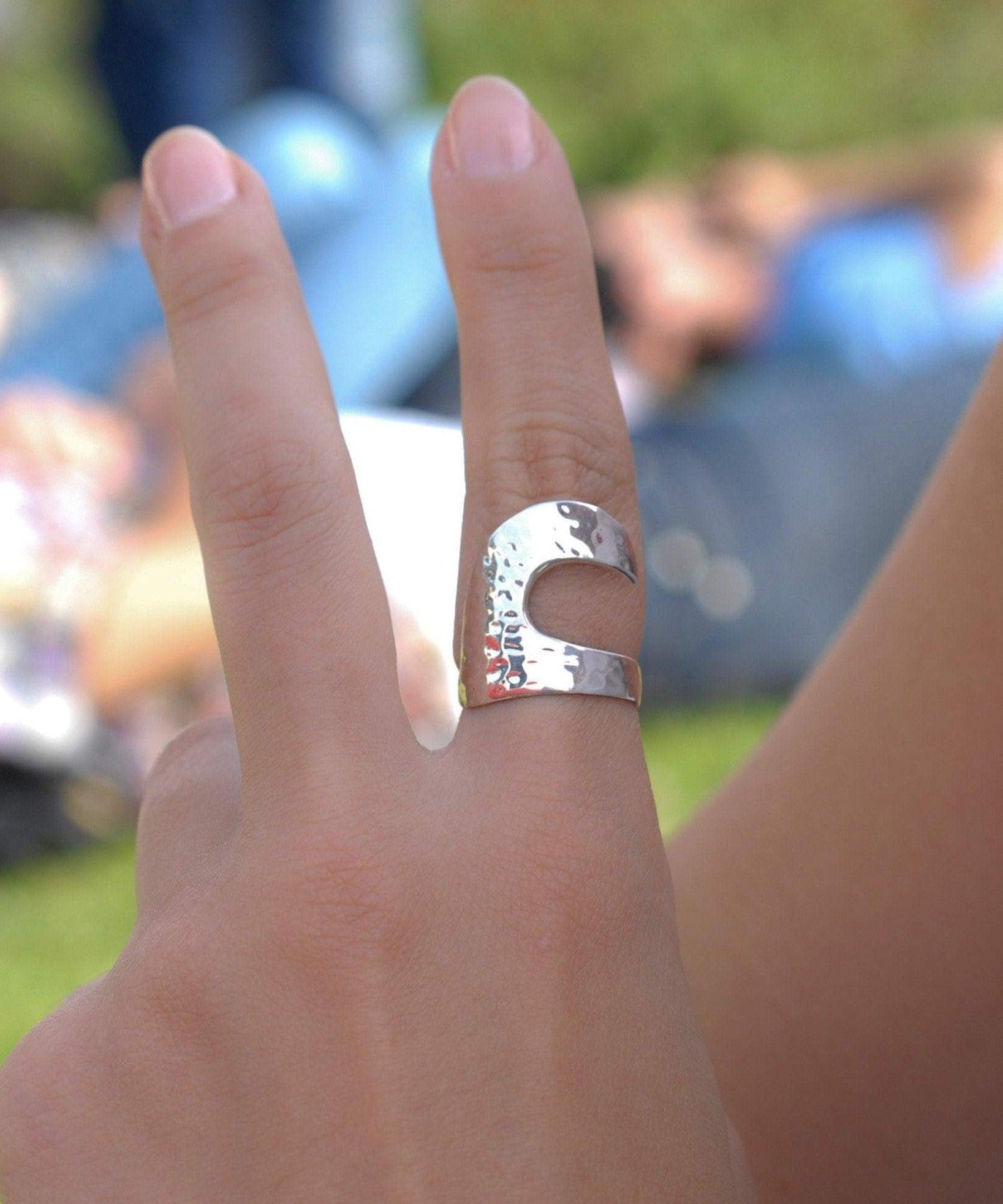 Hammered Wave Ring ~ Sterling Silver 925 ~  MR141 - Maresia Jewelry