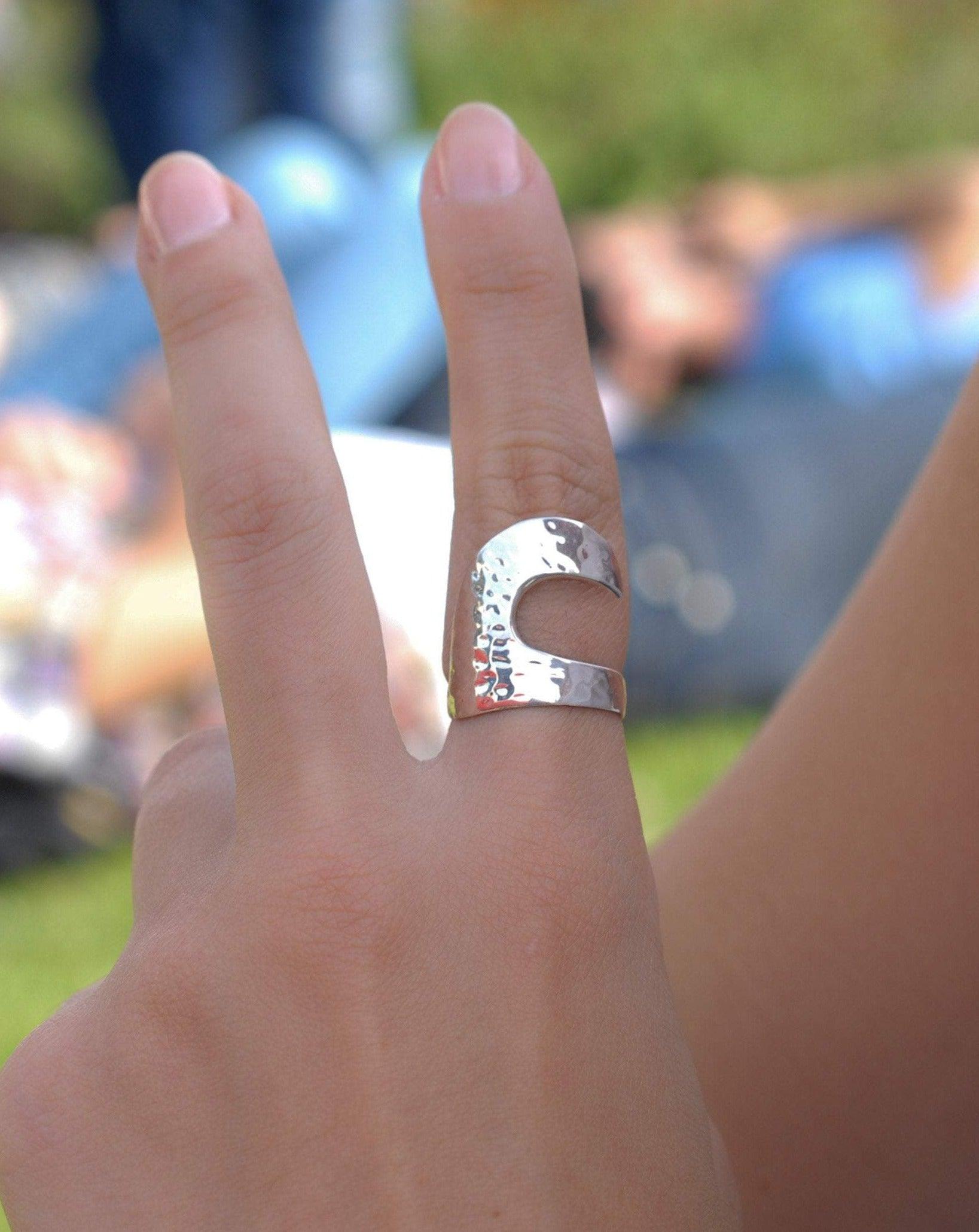 Hammered Wave Ring ~ Sterling Silver 925 ~  MR141 - Maresia Jewelry