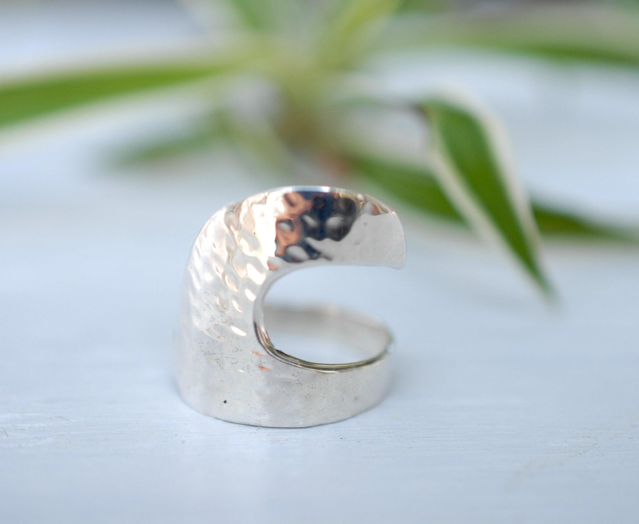 Hammered Wave Ring ~ Sterling Silver 925 ~  MR141 - Maresia Jewelry