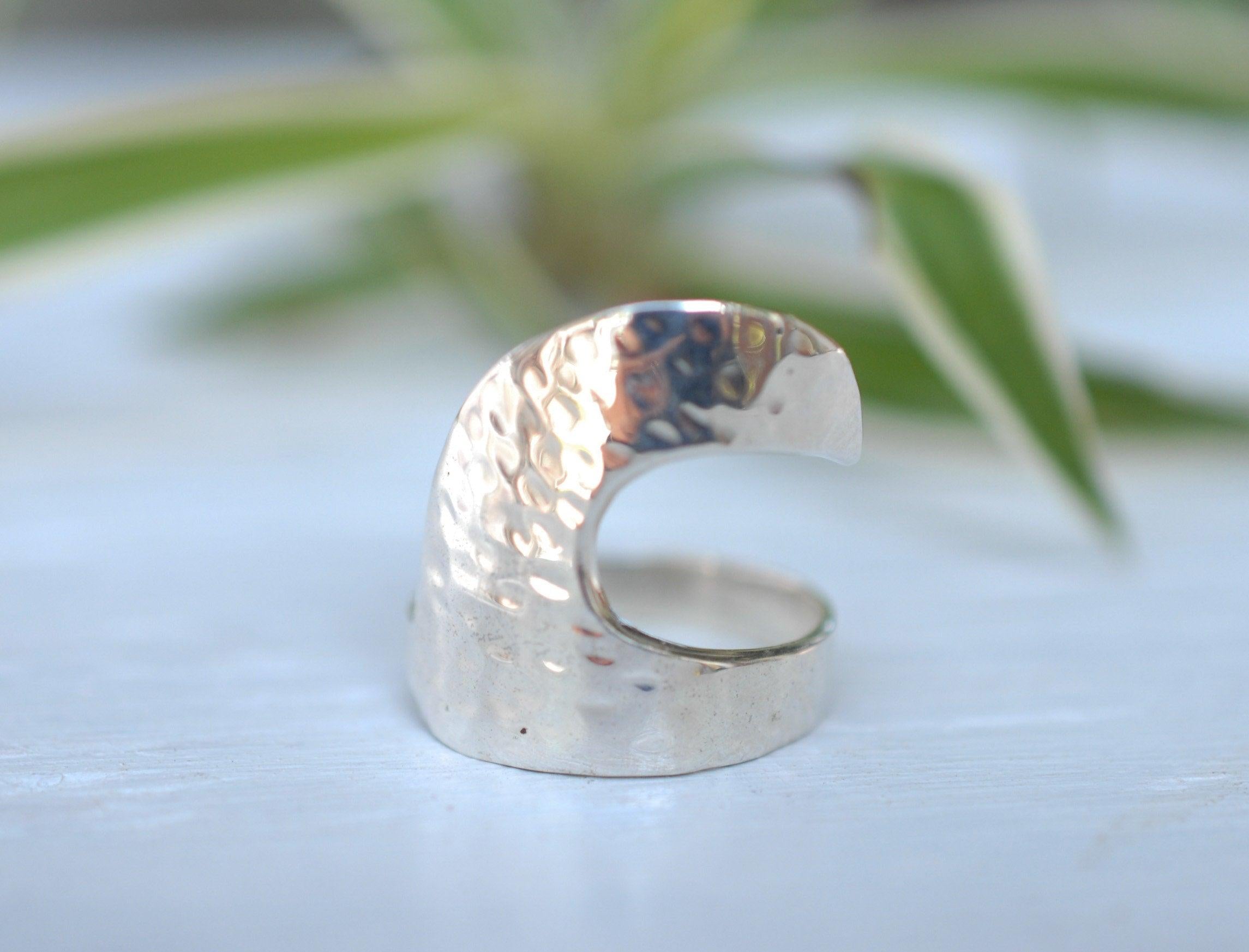 Hammered Wave Ring ~ Sterling Silver 925 ~  MR141 - Maresia Jewelry