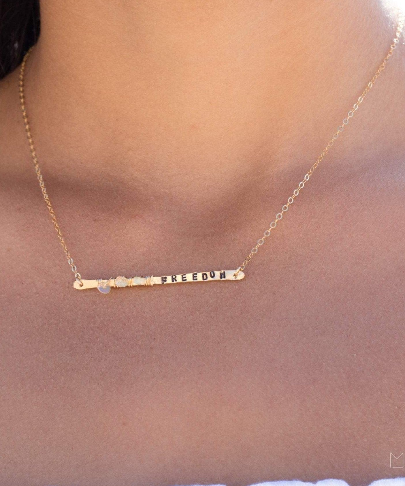 Hand Stamped Bar Necklace ~ Sterling Silver 925 & Gold Filled - Maresia Jewelry