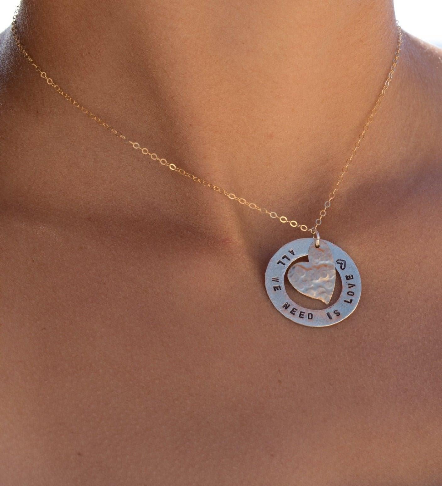 Hand Stamped Necklace ~ Sterling Silver 925 & Gold Filled - Maresia Jewelry