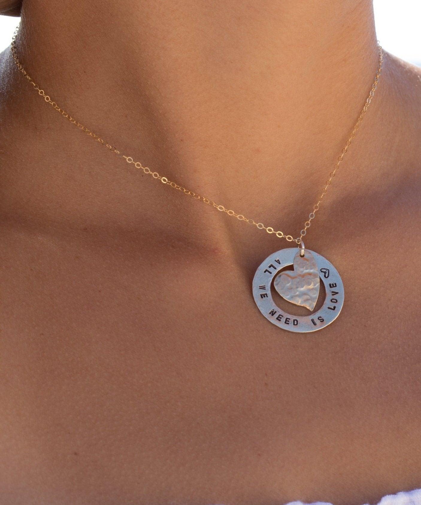 Hand Stamped Necklace ~ Sterling Silver 925 & Gold Filled - Maresia Jewelry