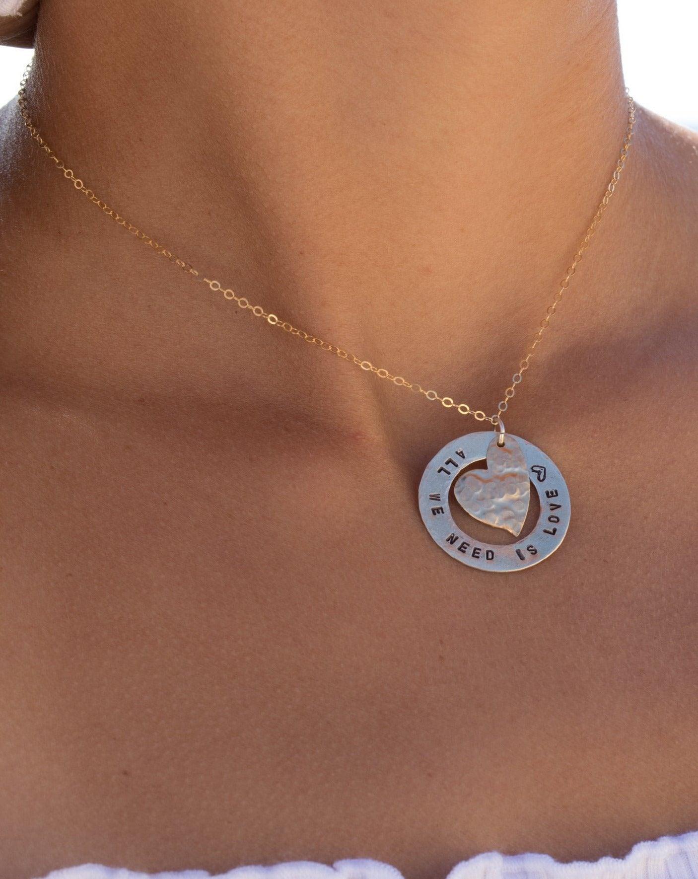 Hand Stamped Necklace ~ Sterling Silver 925 & Gold Filled - Maresia Jewelry