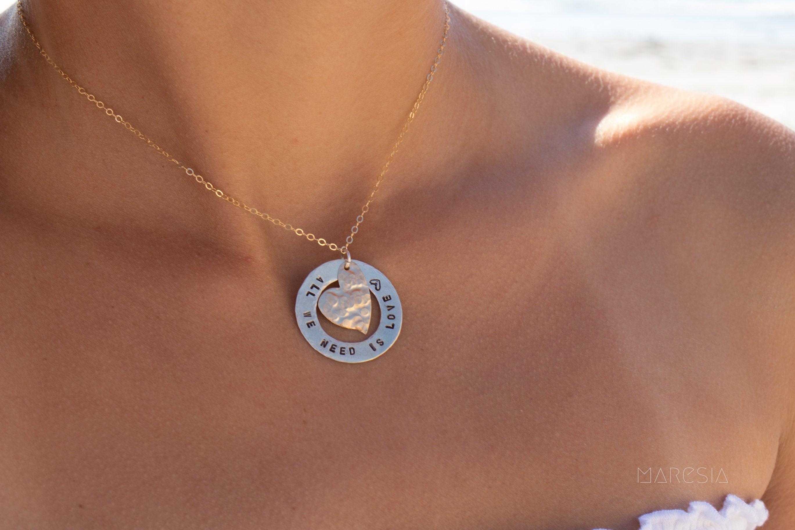 Hand Stamped Necklace ~ Sterling Silver 925 & Gold Filled - Maresia Jewelry