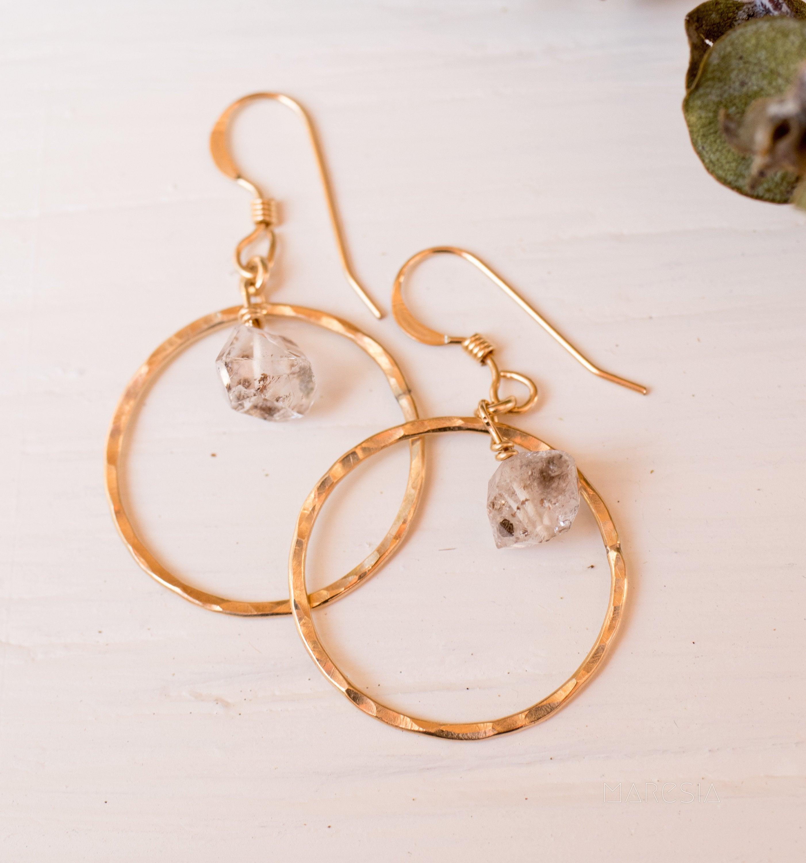 Herkimer diamond Earrings ~ 14k Gold Filled or Sterling Silver 925 - Maresia Jewelry