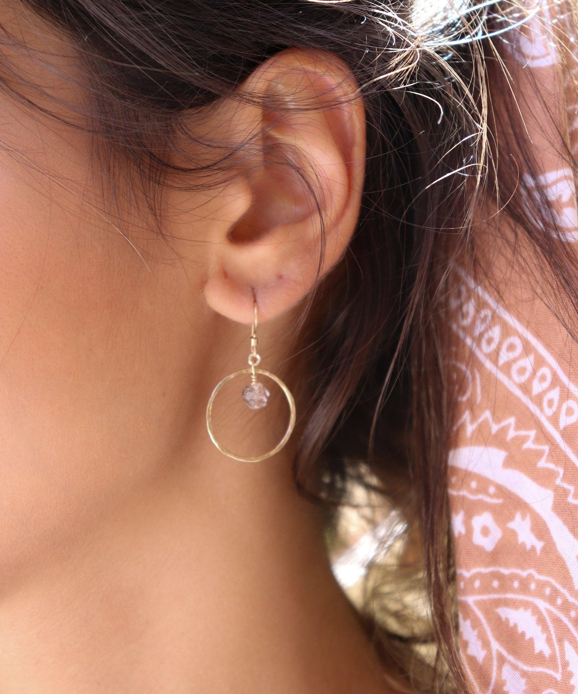 Herkimer diamond Earrings ~ 14k Gold Filled or Sterling Silver 925 - Maresia Jewelry