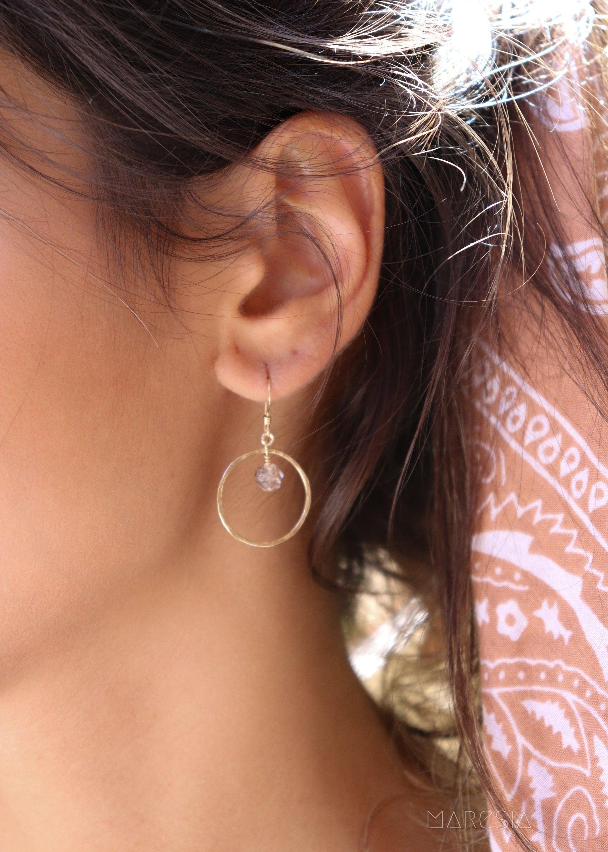 Herkimer diamond Earrings ~ 14k Gold Filled or Sterling Silver 925 - Maresia Jewelry