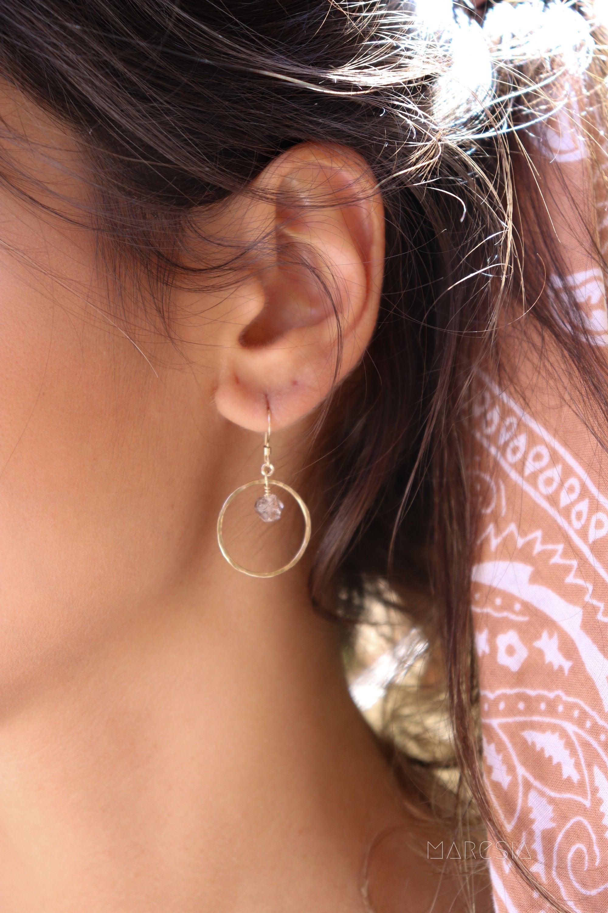 Herkimer diamond Earrings ~ 14k Gold Filled or Sterling Silver 925 - Maresia Jewelry