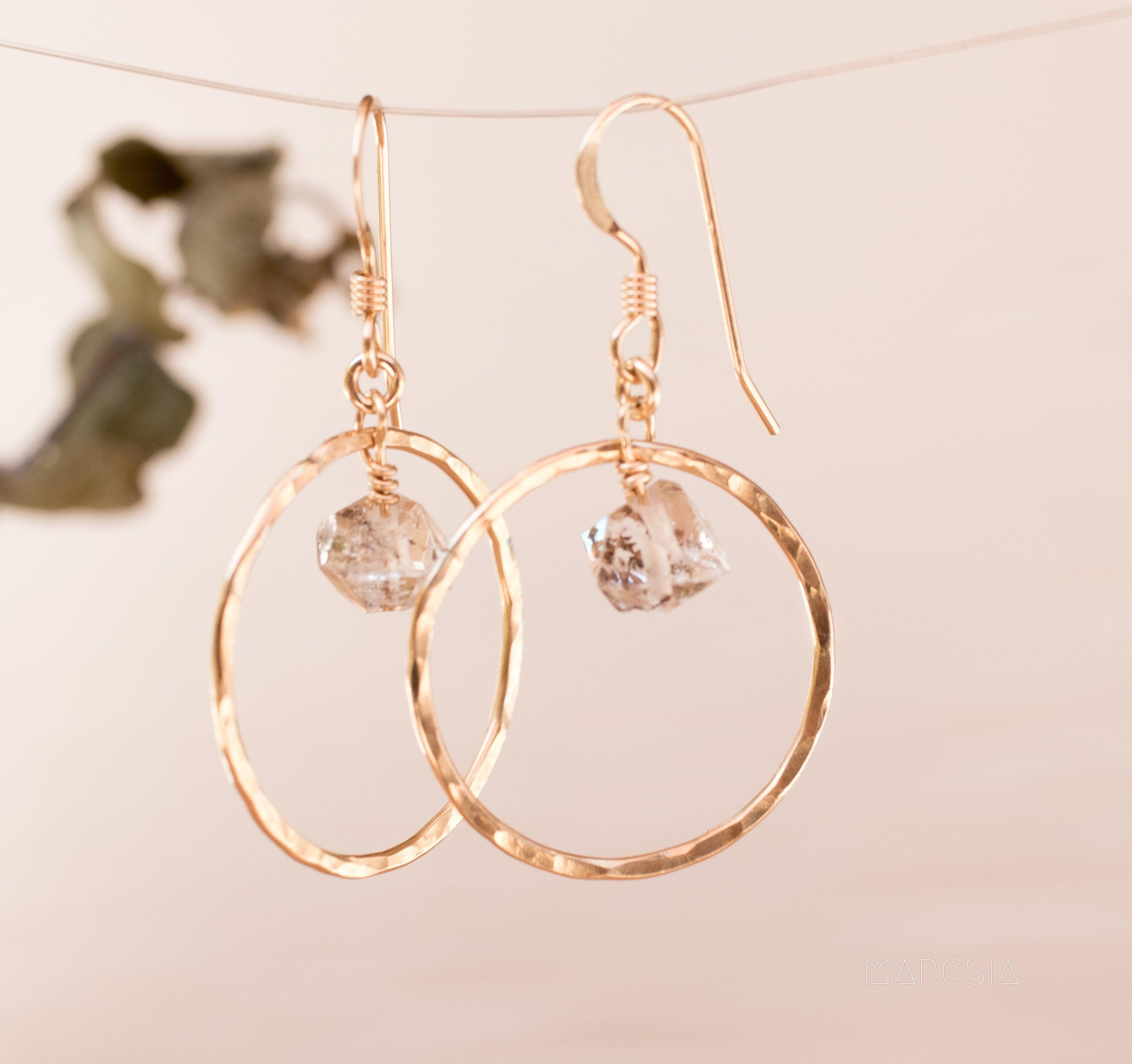 Herkimer diamond Earrings ~ 14k Gold Filled or Sterling Silver 925 - Maresia Jewelry