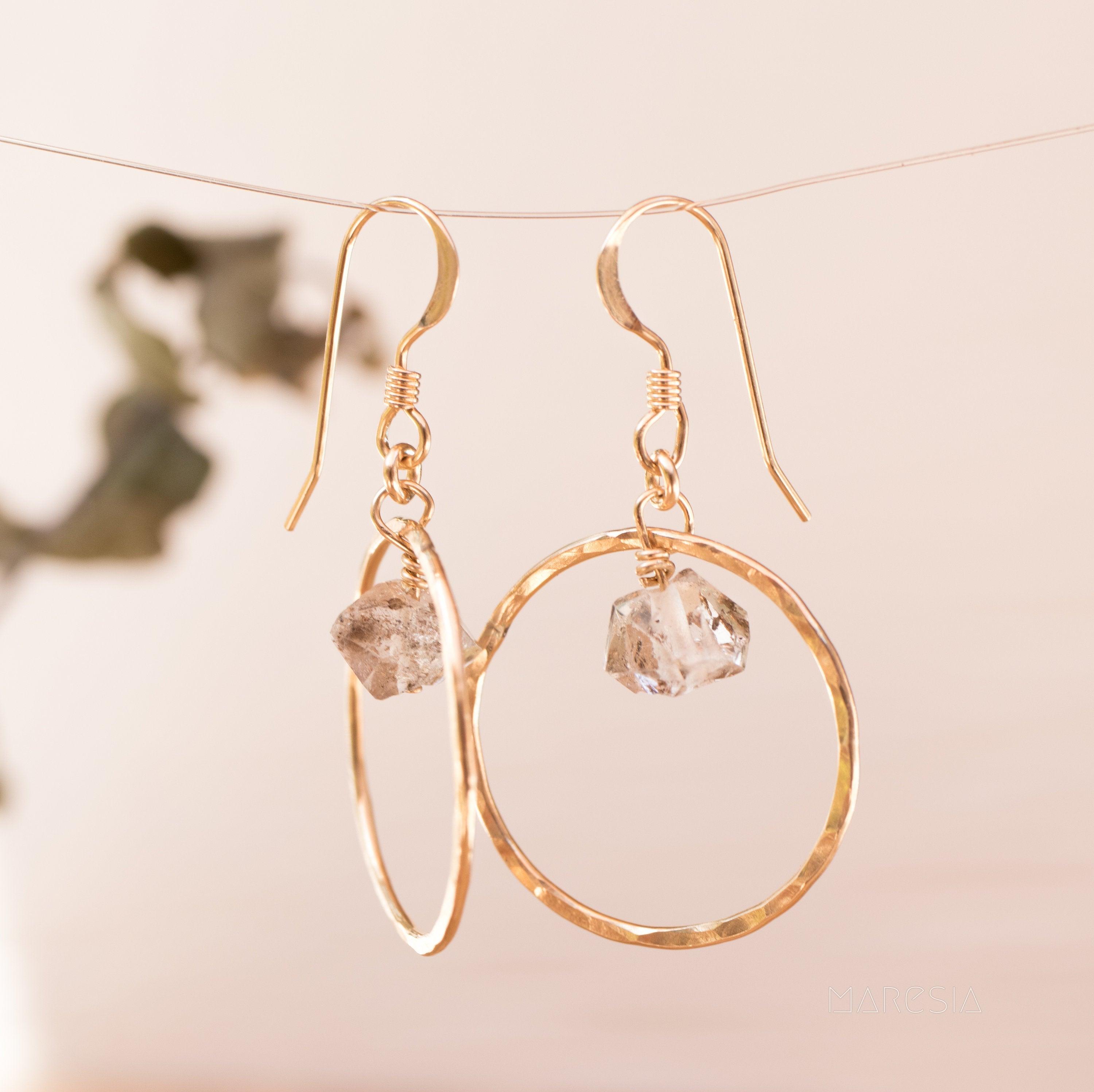 Herkimer diamond Earrings ~ 14k Gold Filled or Sterling Silver 925 - Maresia Jewelry