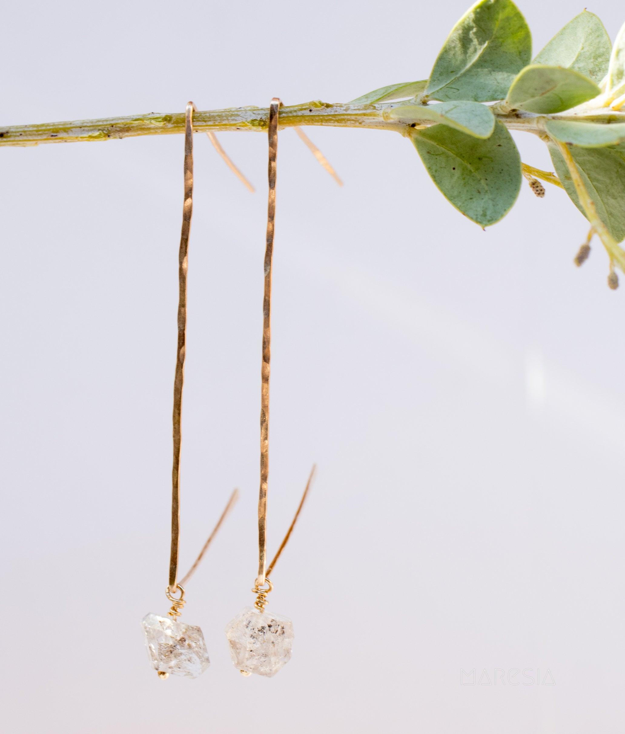 Herkimer Diamond Earrings ~ Gold Filled or Sterling Silver 925 ~ ME057 - Maresia Jewelry