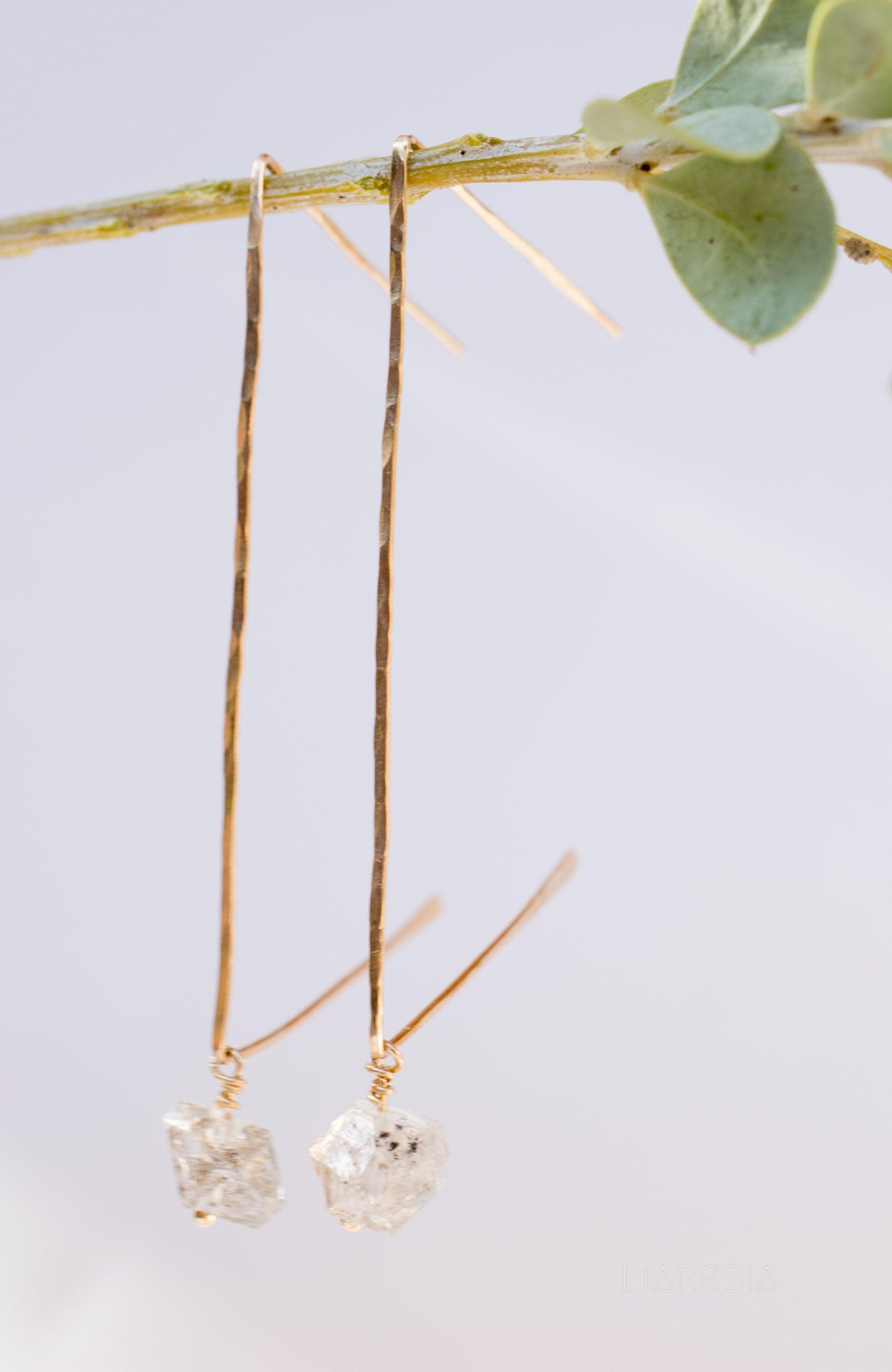 Herkimer Diamond Earrings ~ Gold Filled or Sterling Silver 925 ~ ME057 - Maresia Jewelry
