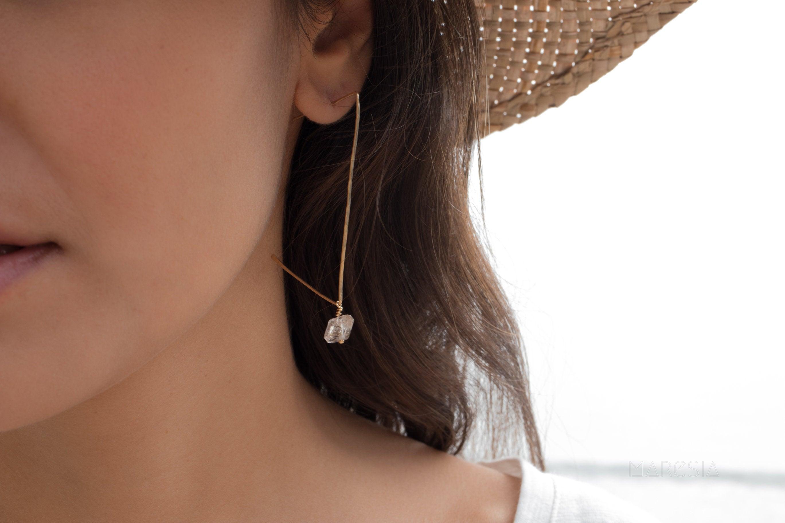 Herkimer Diamond Earrings ~ Gold Filled or Sterling Silver 925 ~ ME057 - Maresia Jewelry