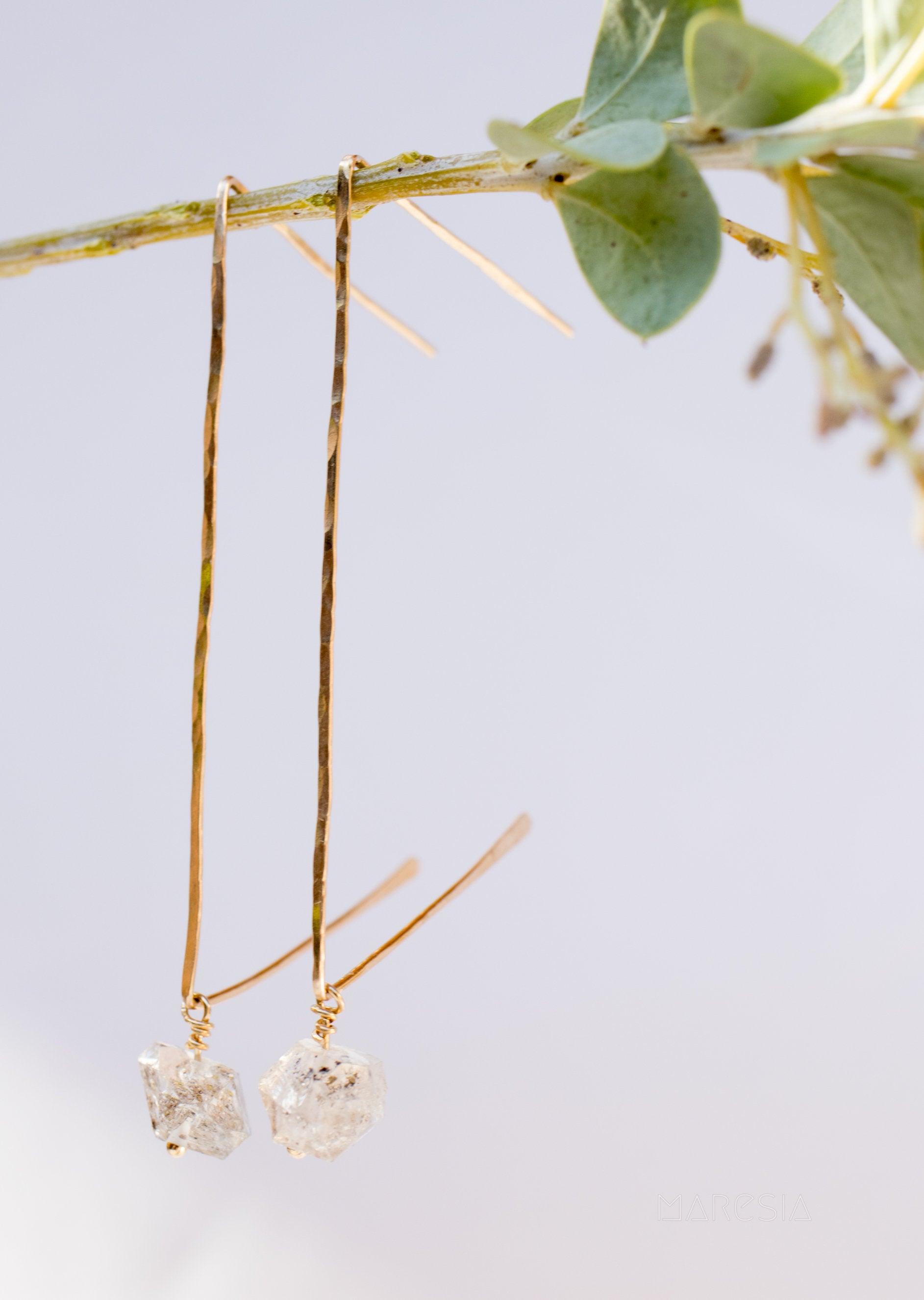 Herkimer Diamond Earrings ~ Gold Filled or Sterling Silver 925 ~ ME057 - Maresia Jewelry