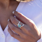 Aqua Chalcedony Double Band Ring ~Sterling Silver 925 ~ MR181 - Maresia Jewelry