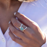 Aqua Chalcedony Double Band Ring ~Sterling Silver 925 ~ MR181 - Maresia Jewelry