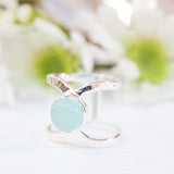 Aqua Chalcedony Double Band Ring ~Sterling Silver 925 ~ MR181 - Maresia Jewelry