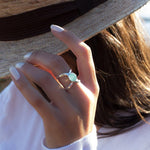 Aqua Chalcedony Double Band Ring ~Sterling Silver 925 ~ MR181 - Maresia Jewelry