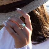 Aqua Chalcedony Double Band Ring ~Sterling Silver 925 ~ MR181 - Maresia Jewelry