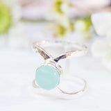 Aqua Chalcedony Double Band Ring ~Sterling Silver 925 ~ MR181 - Maresia Jewelry