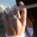 Aqua Chalcedony Double Band Ring ~Sterling Silver 925 ~ MR181 - Maresia Jewelry