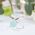 Aqua Chalcedony Double Band Ring ~Sterling Silver 925 ~ MR181 - Maresia Jewelry