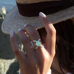 Aqua Chalcedony Double Band Ring ~Sterling Silver 925 ~ MR181 - Maresia Jewelry