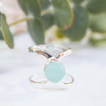 Aqua Chalcedony Double Band Ring ~Sterling Silver 925 ~ MR181 - Maresia Jewelry