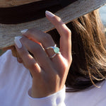 Aqua Chalcedony Double Band Ring ~Sterling Silver 925 ~ MR181 - Maresia Jewelry