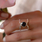 Garnet Double Band Ring ~ Sterling Silver 925 ~ MR006 - Maresia Jewelry