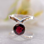Garnet Double Band Ring ~ Sterling Silver 925 ~ MR006 - Maresia Jewelry