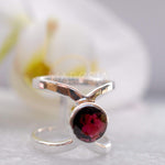 Garnet Double Band Ring ~ Sterling Silver 925 ~ MR006 - Maresia Jewelry