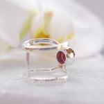 Garnet Double Band Ring ~ Sterling Silver 925 ~ MR006 - Maresia Jewelry