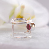 Garnet Double Band Ring ~ Sterling Silver 925 ~ MR006 - Maresia Jewelry