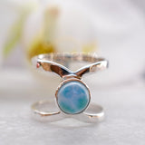Larimar Double Band Ring ~ Sterling Silver 925 ~ MR007 - Maresia Jewelry
