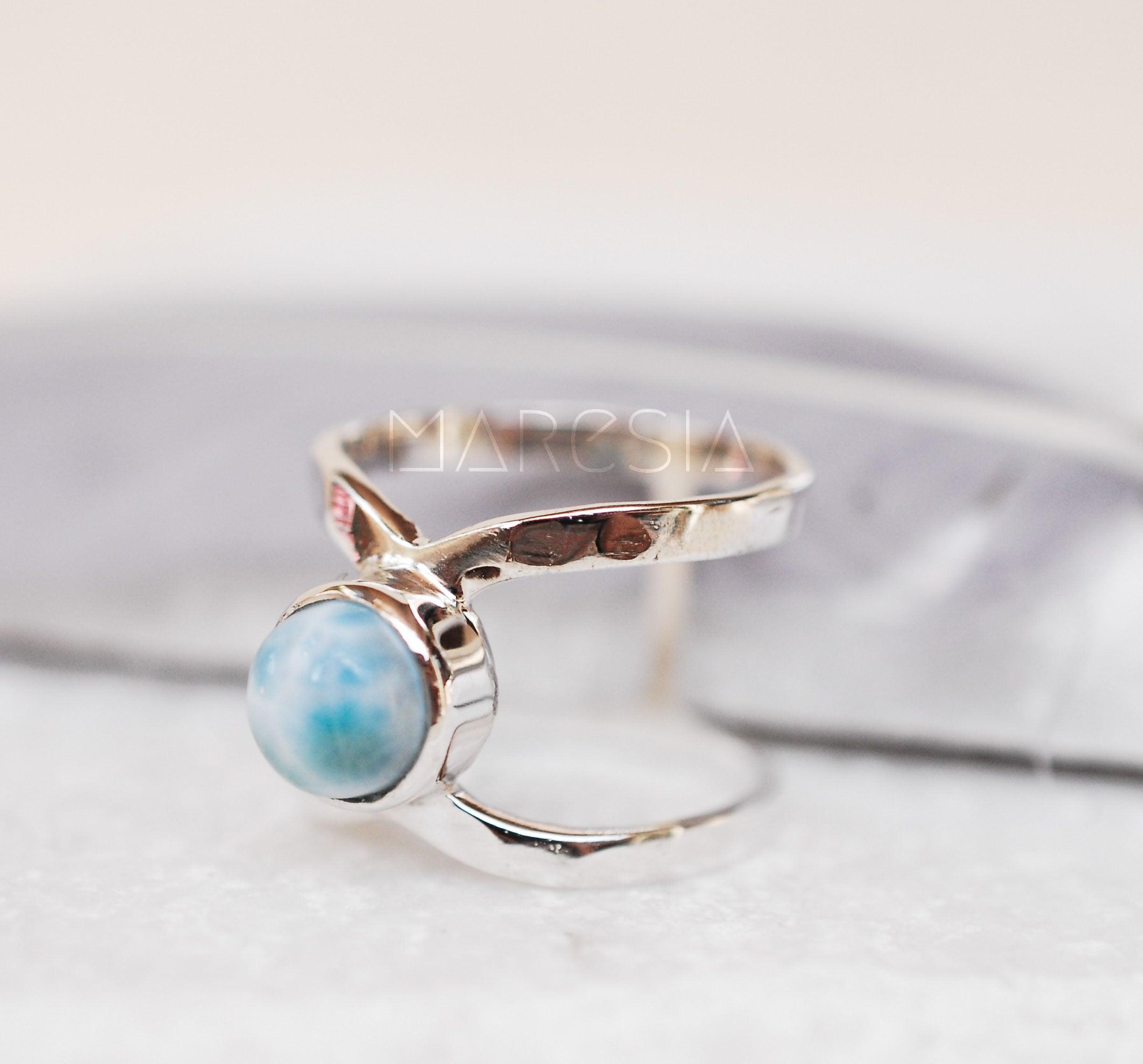 Larimar Double Band Ring ~ Sterling Silver 925 ~ MR007 - Maresia Jewelry