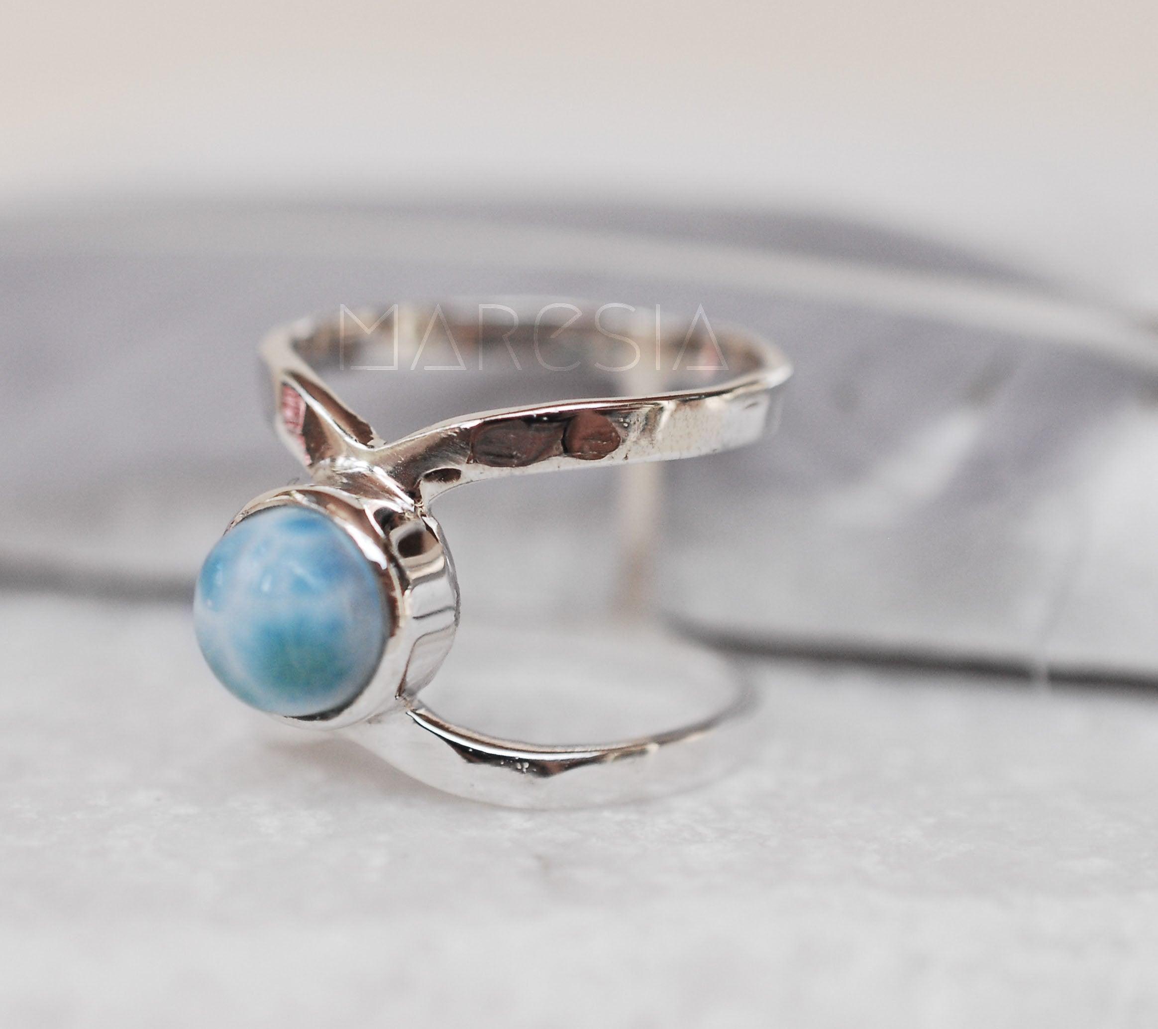 Larimar Double Band Ring ~ Sterling Silver 925 ~ MR007 - Maresia Jewelry
