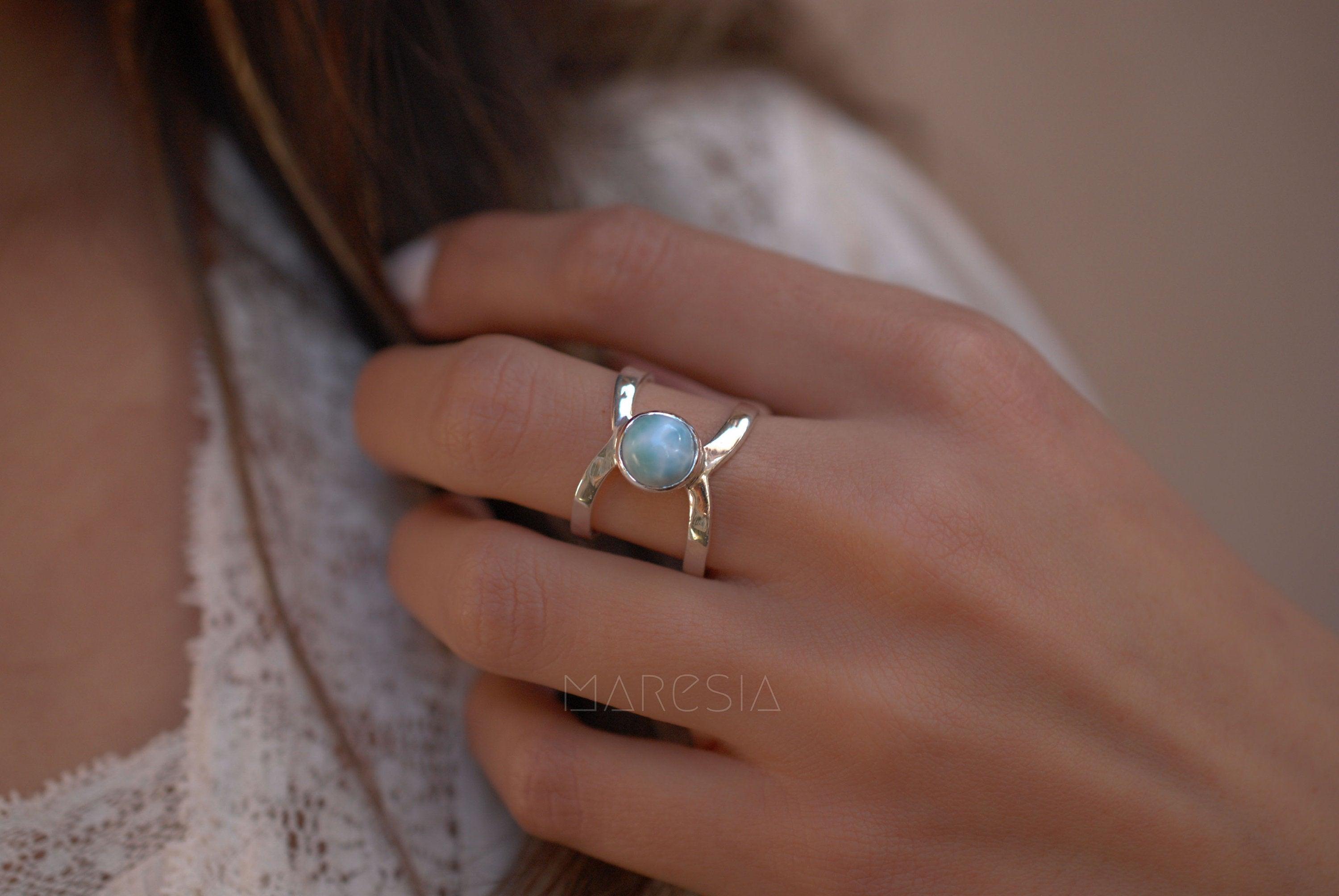 Larimar Double Band Ring ~ Sterling Silver 925 ~ MR007 - Maresia Jewelry