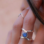 Rainbow Labradorite  Double Band Ring ~ Sterling Silver 925 ~  MR004 - Maresia Jewelry