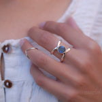 Rainbow Labradorite  Double Band Ring ~ Sterling Silver 925 ~  MR004 - Maresia Jewelry