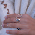 Rainbow Labradorite  Double Band Ring ~ Sterling Silver 925 ~  MR004 - Maresia Jewelry
