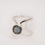 Rainbow Labradorite  Double Band Ring ~ Sterling Silver 925 ~  MR004 - Maresia Jewelry