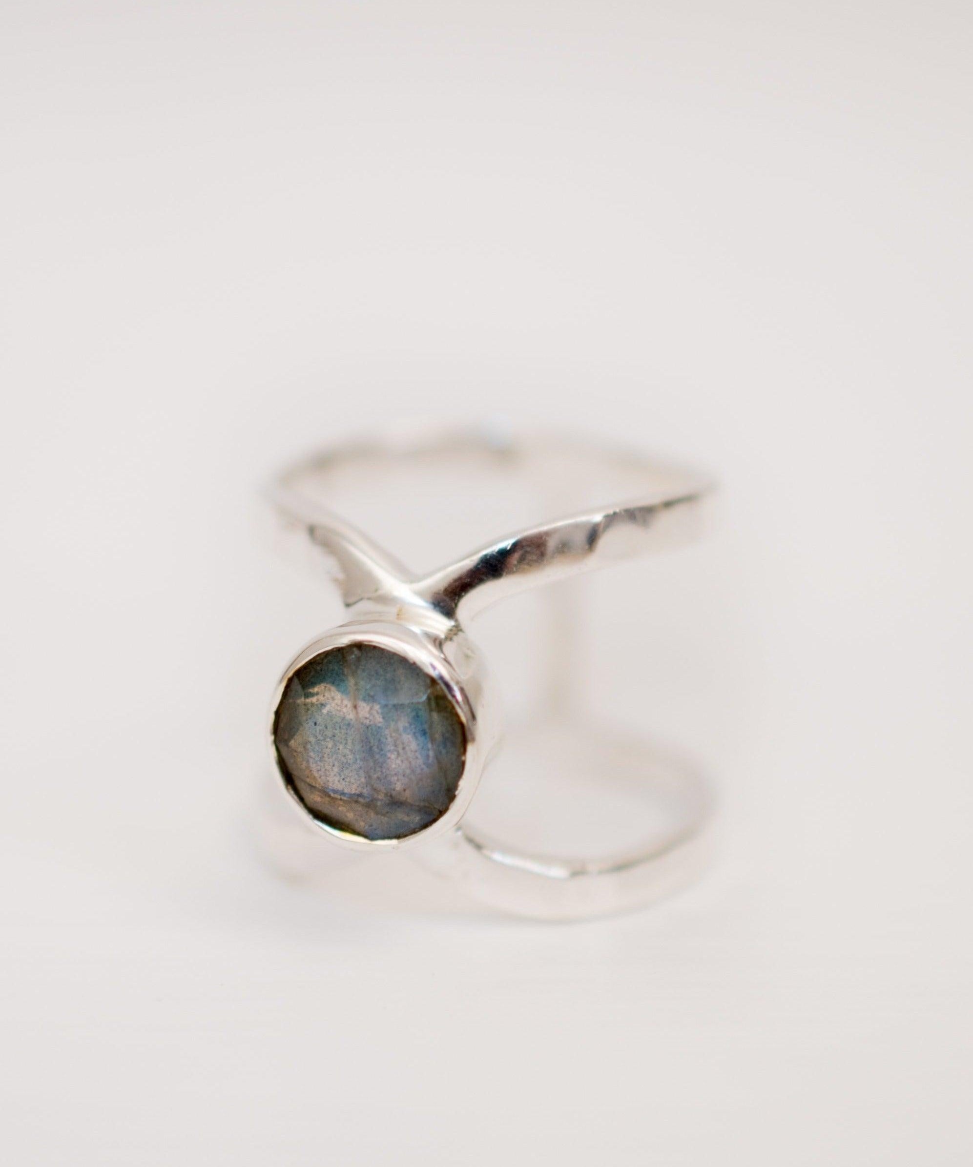 Rainbow Labradorite  Double Band Ring ~ Sterling Silver 925 ~  MR004 - Maresia Jewelry