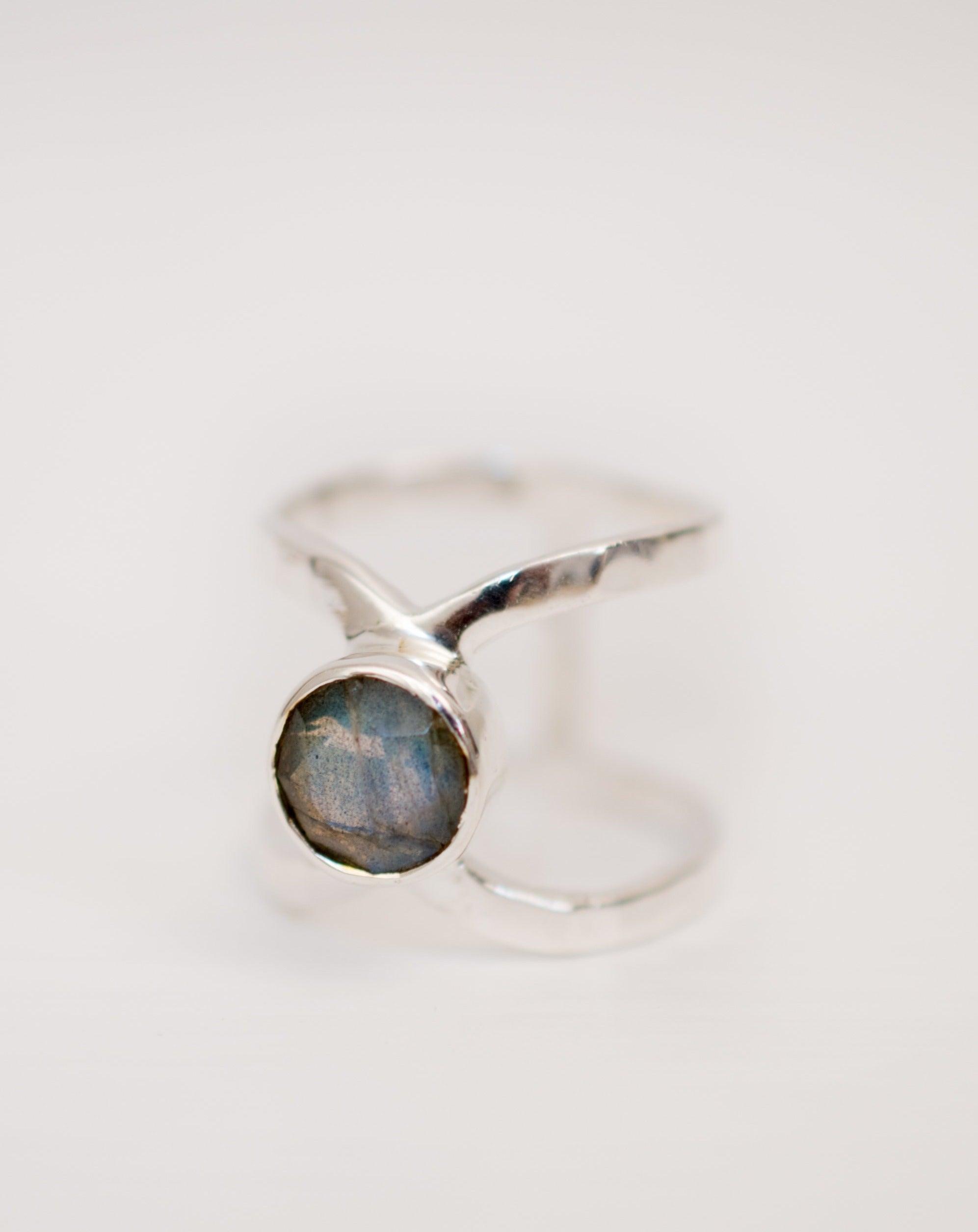 Rainbow Labradorite  Double Band Ring ~ Sterling Silver 925 ~  MR004 - Maresia Jewelry