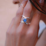 Rainbow Labradorite  Double Band Ring ~ Sterling Silver 925 ~  MR004 - Maresia Jewelry